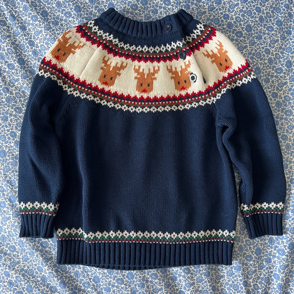 Navy Reindeer Knit Sweater 3T